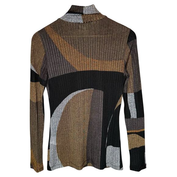 DKNY Metallic Mod Geo Print Rib Knit Turtleneck, size Small - Picture 4 of 7